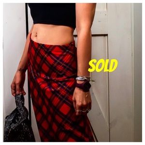 Vintage Preloved red tartan aline skirt